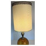 Vintage MCM Amber Swirl Globe Table Lamp