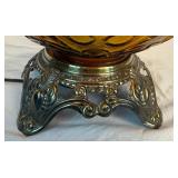 Vintage MCM Amber Swirl Globe Table Lamp