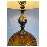 Vintage MCM Amber Swirl Globe Table Lamp