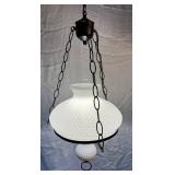 Antique White Hobmail Milk Glass Hurricane Hanging Lamp