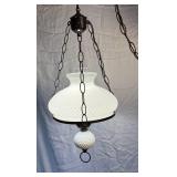 Antique White Hobmail Milk Glass Hurricane Hanging Lamp