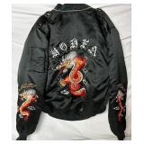 Vintage Han Mee Sa Bomber Jacket Size XL - Black Koren Dragon Embroidered Design