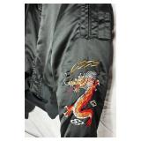 Vintage Han Mee Sa Bomber Jacket Size XL - Black Koren Dragon Embroidered Design