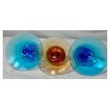 Vintage Fostoria Amber and Electric Blue Candlestick Holders