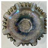 Vintage Dugan Amethyst Carnival Glass Grape Delight Rose Bowl  & Imperial Glass Carnival Glass Windmill