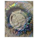 Vintage Dugan Amethyst Carnival Glass Grape Delight Rose Bowl  & Imperial Glass Carnival Glass Windmill