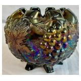 Vintage Dugan Amethyst Carnival Glass Grape Delight Rose Bowl  & Imperial Glass Carnival Glass Windmill