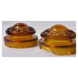 Vintage Amber Glass Collection - LE Smith Canisters, MCM Cabbage Leaf Bowl, Amber & White Glass Dish and Amber Etched Glass Dish with Handle