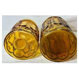 Vintage Amber Glass Collection - LE Smith Canisters, MCM Cabbage Leaf Bowl, Amber & White Glass Dish and Amber Etched Glass Dish with Handle