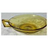 Vintage Amber Glass Collection - LE Smith Canisters, MCM Cabbage Leaf Bowl, Amber & White Glass Dish and Amber Etched Glass Dish with Handle