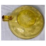 Vintage Amber Glass Collection - LE Smith Canisters, MCM Cabbage Leaf Bowl, Amber & White Glass Dish and Amber Etched Glass Dish with Handle
