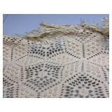 Vintage Cream Handcrocheted Queen Bedspread 84" x 100"