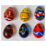 Vintage Egg Collection -6 Mini Glass Eggs and 6 Handpainted Wooden Eggs