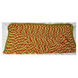 Retro Crocheted Blanket Bundle - One 48" X 48" Blanket Throw in Red, Green and Yellow, One Accent Throw 35" x 58" and One 23" x 23" Seat Cover