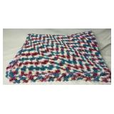 Crochet Afghan Blanket Ripple Pattern Multi colored 64" x 48"