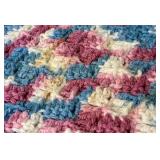 Crochet Afghan Blanket Ripple Pattern Multi colored 64" x 48"