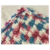 Crochet Afghan Blanket Ripple Pattern Multi colored 64" x 48"