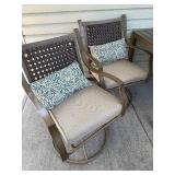Outdoor Patio 40" Dining Table and 4 Swivel Dining Chairs with Cushions & Pillows