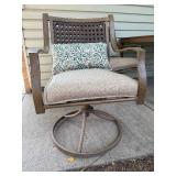 Outdoor Patio 40" Dining Table and 4 Swivel Dining Chairs with Cushions & Pillows