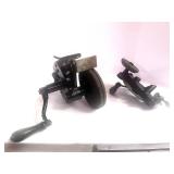 2 Vintage Metal Hand Crank Bench Grinders
