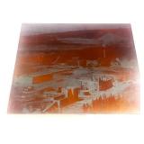1962 Copper Plate Print Block Photo Mining Plant