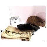 WWII US Marines Eagle Globe Anchor Lapel Hat Pin, Garrison Cap, Green Wool Crown Service Cap and Cavas Leggings