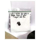 WWII US Marines Eagle Globe Anchor Lapel Hat Pin, Garrison Cap, Green Wool Crown Service Cap and Cavas Leggings