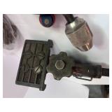 Dixon Graph Air-Gun, Ridge Reamer, Stanley Handyman Drill, Cattle Head Lock Chain, and 3 Sargent Squares