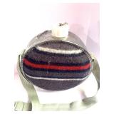 4 Qt Round Galvanized Metal Canteen, Wool Flannel w/ Strap and Cap