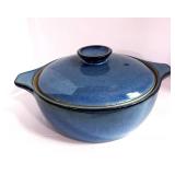 English Stoneware Covered Casserole Blue