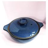 English Stoneware Covered Casserole Blue