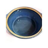 English Stoneware Covered Casserole Blue