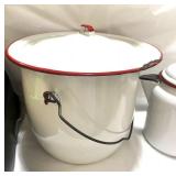 Enamelware White and Red Trim