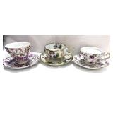 Set of 3 Vintage Cup and Saucers Lefton and Napco