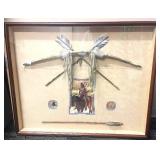 Native American Framed Shadowbox Display with Authentic Bow and Quiver LOW RESERVE $200