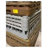 lot of commercial dishwashing racks