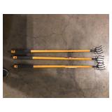 Lot of Husky 51 in. L Wood Handle 4-Tine Hand Cultivator Customer Returns See Pictures