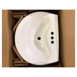 Glacier Bay Shelburne 8.2 in. Pedestal Sink Basin in White Vitreous China   Customer Returns See Pictures
