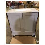 31 in. Single Sink Pearl Gray Bath Vanity with White Cultured Marble Top (Assembled)  Customer Returns See Pictures