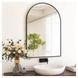 XRAMFY 24 in. W x 36 in. H Arched Black Aluminum Alloy Framed Wall Mirror Customer Returns See Pictures