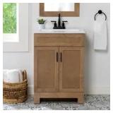 Glacier Bay Lyton 25 in. Single Sink Sand Bath Vanity with White Cultured Marble Top (Assembled) Customer Returns See Pictures
