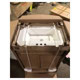 Glacier Bay Lyton 25 in. Single Sink Sand Bath Vanity with White Cultured Marble Top (Assembled) Customer Returns See Pictures
