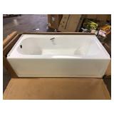 Bootz Industries Maui 60 in. x 30 in. Soaking Bathtub with Left Drain in White Damaged Customer Returns See Pictures