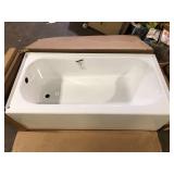 Bootz Industries Maui 60 in. x 30 in. Soaking Bathtub with Left Drain in White Damaged Customer Returns See Pictures