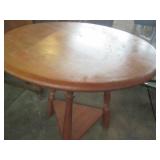 Mid-Century round hardwood 3-leg si...