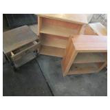 Pair of hardwood book shelves plus ...