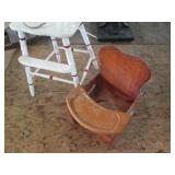 Vintage Wood potty chair plus a vin...