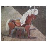 Wooden Rocking Horse with leather s...