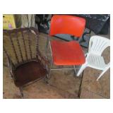 Vintage all-metal stacking chairs, ...