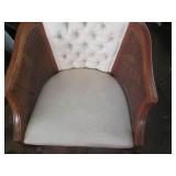 Vintage caned barrel chair...